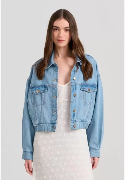 Jackets & Coats New Women's Oversized Denim Jacket Funky-Buddha Women's Lt Blue