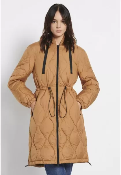 Women's Extend Brown Sugar Funky-Buddha Jackets & Coats Relaxed Fit Puffer Jacket With Detachable Hood