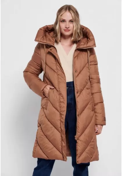 Jackets & Coats Shop Long Fit Quilted Puffer Jacket Mushroom Women's Funky-Buddha