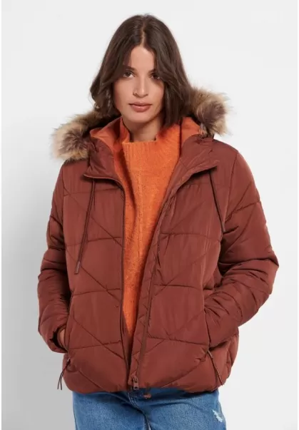 Funky-Buddha Chocolate Jackets & Coats Online Women's Casual Jacket With Hood