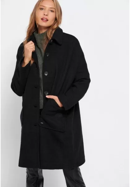 Jackets & Coats Black Funky-Buddha Women's Easy Women's Loose Fit Coat