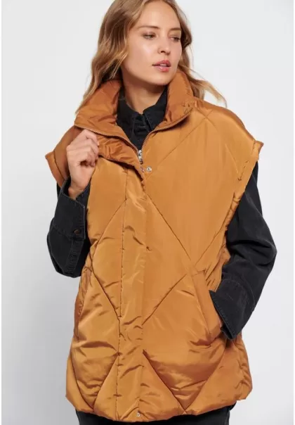 Loose Fit Vest Jacket Camel Funky-Buddha Women's Jackets & Coats Stylish