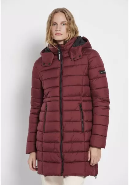 Funky-Buddha High Quality Long Fit Quilted Puffer Jacket Wine Jackets & Coats Women's