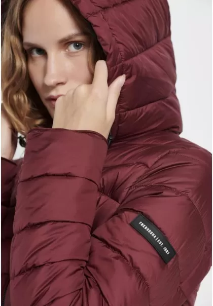 Wine Funky-Buddha Jackets & Coats Quilted Puffer Jacket With Hood Practical Women's