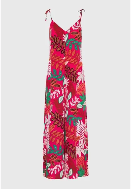 Dresses Top All Over Printed Wide Leg Fit Jumpsuit Bright Rose Women's Funky-Buddha
