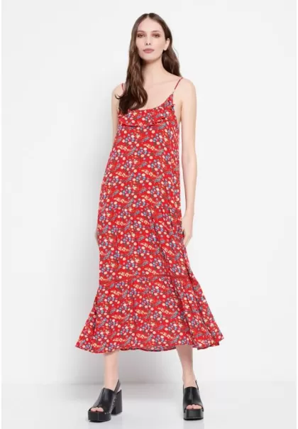 Coupon Dresses Red Floral Printed Maxi Dress Women's Funky-Buddha