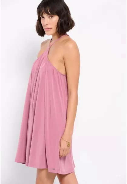 Dresses Durable Women's Cross Strap Mini Dress Funky-Buddha Vintage Pink