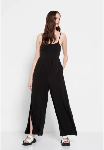 Classic Women's Black Dresses Funky-Buddha Women's Jumpsuit With Side Pockets