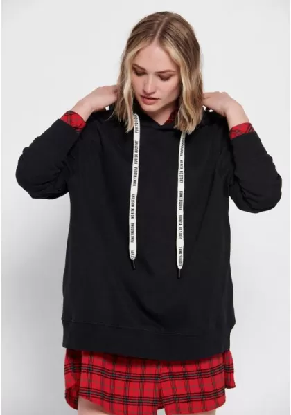 Loose Fit Hoodie With Text Print Shop Women's Sweatshirts & Hoodies Funky-Buddha Black