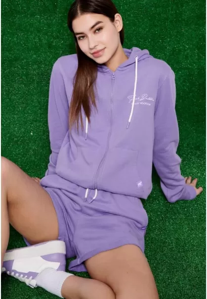 Sweatshirts & Hoodies Funky-Buddha Embroidered Zip Up Hoodie Women's High-Quality Lavender