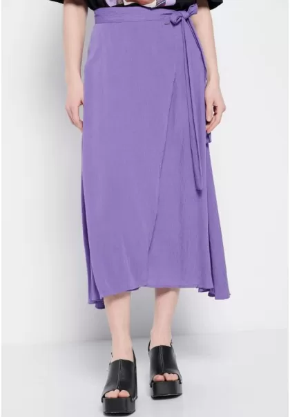 Royal Violet Funky-Buddha Midi Wrapped Viscose Skirt Women's Skirts Cheap