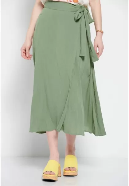 Skirts Midi Wrapped Viscose Skirt Funky-Buddha Jade Liquidation Women's