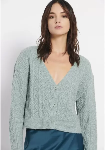 Knitwear & Cardigans Women's Mint Funky-Buddha Cropped Cable Knit Cardigan Unique