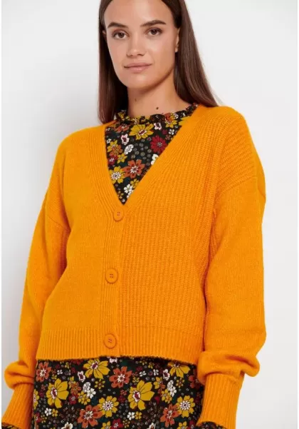 Promo Knitted Cardigan With Puffer Sleeves Knitwear & Cardigans Pumpkin Women's Funky-Buddha