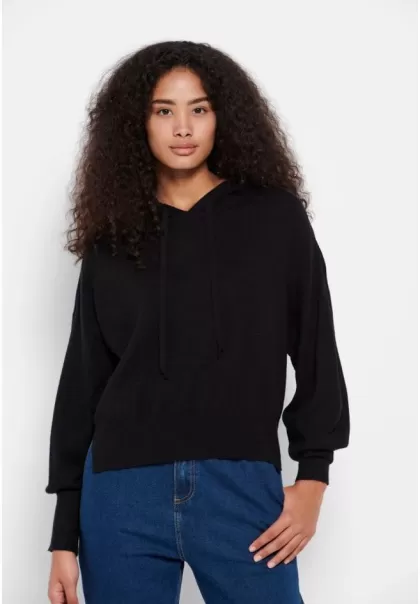 Women's Modern Funky-Buddha Hooded Sweater Knitwear & Cardigans Black
