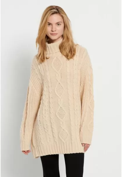 Reliable Funky-Buddha Oversized Cable Knitted Turtle Neck Sweater Knitwear & Cardigans Sugar Women's