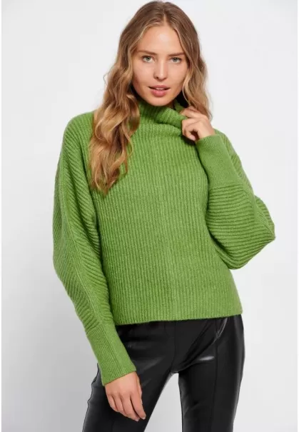 Funky-Buddha Knitwear & Cardigans Loose Fit Sweater With Bat Sleeves Women's Innovative Green Glow
