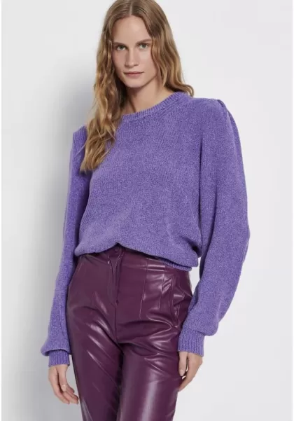 Knitwear & Cardigans Innovative Crew Neck Chenille Pullover Purple Passion Women's Funky-Buddha