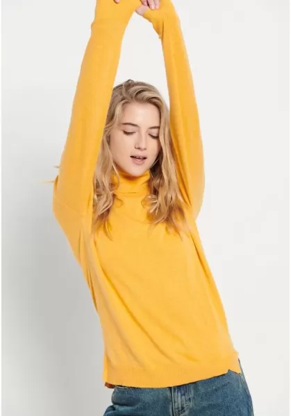 Amber Yellow Knitwear & Cardigans Funky-Buddha Craft Women's Essential Turtle Neck Sweater