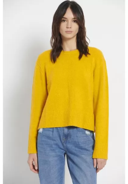 Knitwear & Cardigans Funky-Buddha Cyber Yellow Crew Neck Sweater Women's Trendy