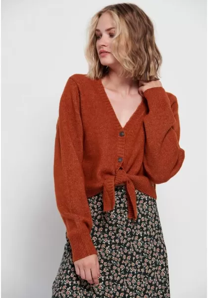 Paprika Cardigan With Front Bow Women's Knitwear & Cardigans Funky-Buddha Coupon