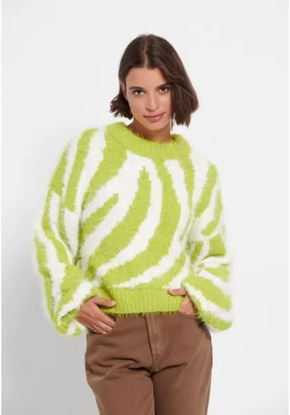 Funky-Buddha Green Glow Two-Colour Knit Pullover Knitwear & Cardigans Manifest Women's