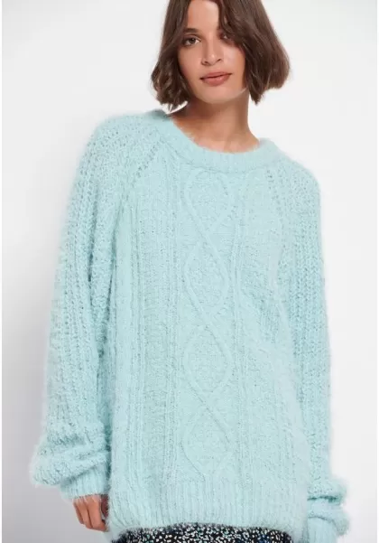 Crew Neck Cable Knit Pullover Knitwear & Cardigans Funky-Buddha Bold Women's Skylight