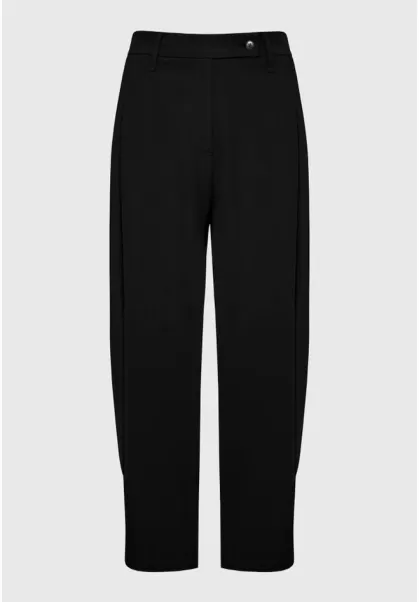 Loose Fit Cropped Pants With Single Pleat Funky-Buddha Hygienic Black Trousers Women's