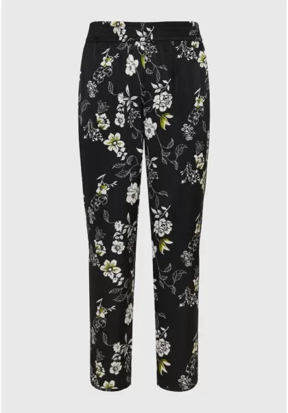 Trousers Funky-Buddha All Over Printed Cropped Casual Pants Black Women's Classic