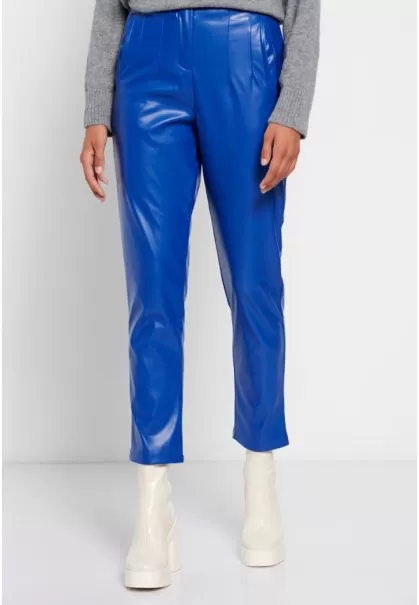 Funky-Buddha Women's Eco Leather (Pu) Casual Pants Trousers Royal Blue Women's Optimize