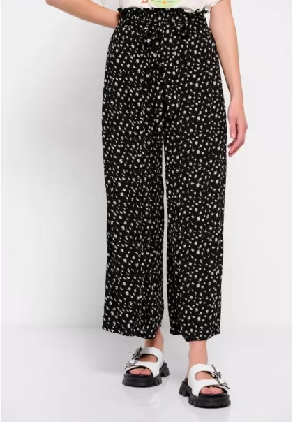 Precision Funky-Buddha Trousers All Over Printed Wide Leg Pants Women's Black