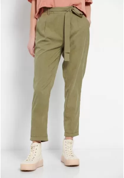 Trousers Peg Leg Trousers With Elasticated Waist Women's Olive Oil High-Performance Funky-Buddha