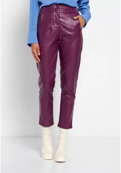 Funky-Buddha Berry Women's Eco Leather (Pu) Casual Pants Trousers Fashion Women's