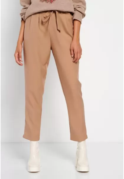 Women's Casual Trouser With Belt Funky-Buddha Women's Brown Sugar Trousers Offer