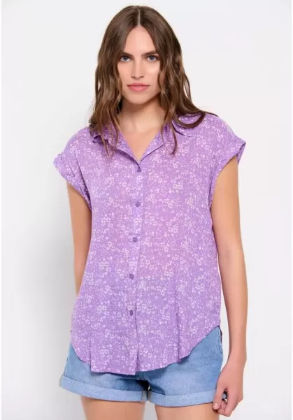Shirts Royal Violet Funky-Buddha Women's Floral Printed Shirt Women's Slashed