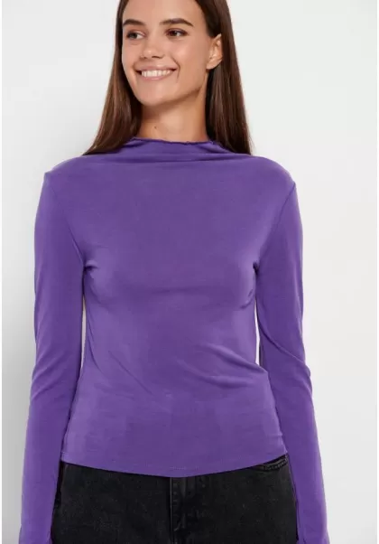 Mindful Mauve Blouses & Tops Funky-Buddha Unique Women's Crew Neck Long Sleeve Top