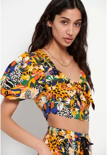 Blouses & Tops Funky-Buddha Multi Style Women's All Over Printed Cropped Top
