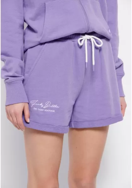 Shorts Lavender Retro Funky-Buddha Women's Jogger Shorts With Funky Buddha Embroidery