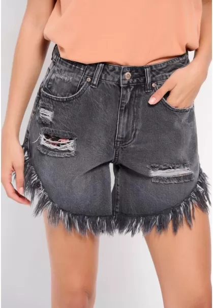 Funky-Buddha Shorts Black Women's Fire Sale High-Rise Denim Shorts With Destroyed Effects
