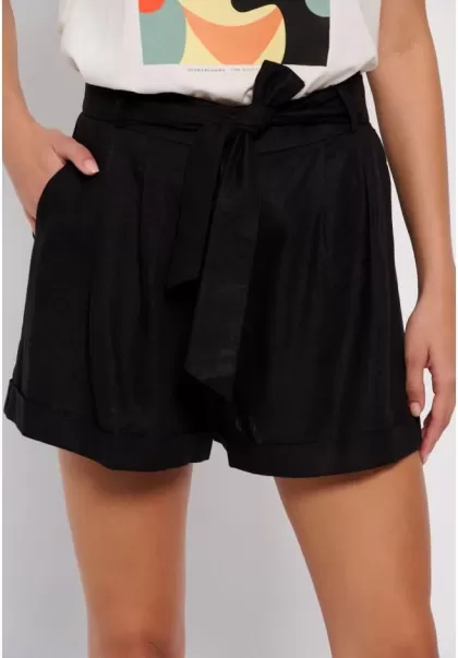 Shorts Linen Blend Shorts Funky-Buddha Cozy Women's Black
