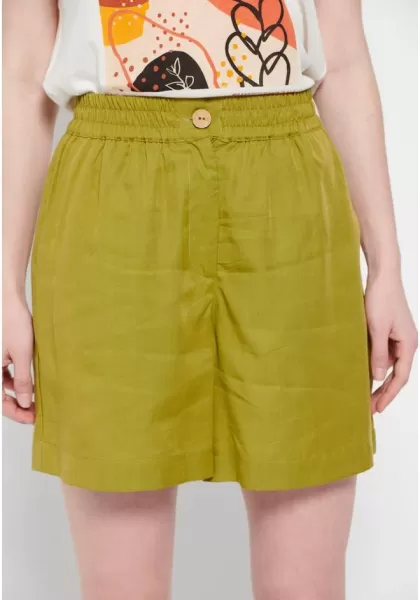 Women's Shorts Trusted Olive Oil Women's Lyocell Shorts With Elasticated Waist Funky-Buddha