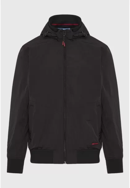 Jackets & Coats Cozy Men's Black Funky-Buddha Men's Lightweight Jacket With Detachable Hood