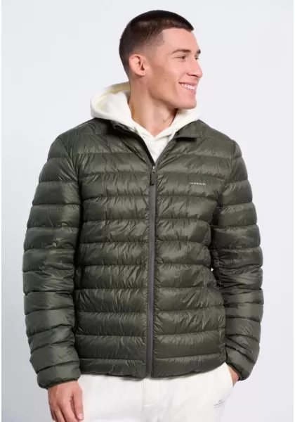 Funky-Buddha Jackets & Coats Khaki Men's Eclectic Men's Winter Jacket With Warm Down Padding
