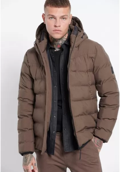 Jackets & Coats Olive Brown Bargain Men's Hooded Puffer Jacket Men's Funky-Buddha