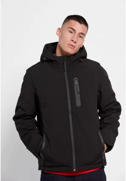 Convenient Funky-Buddha Men's Light-Padded Jacket With Hood Black Jackets & Coats