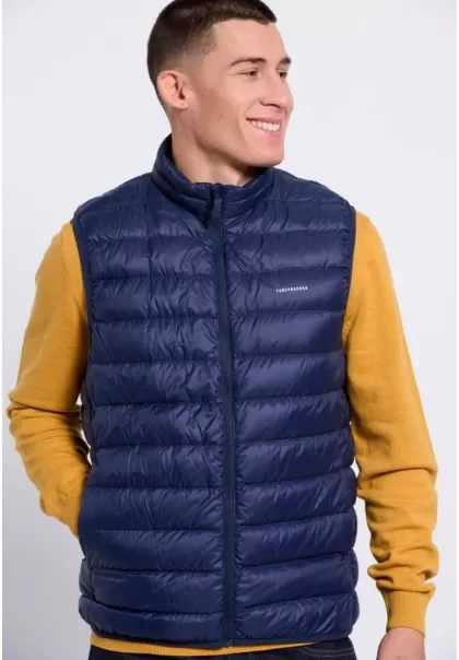 Funky-Buddha Men's Winter Vest Jacket With Warm Down Padding Giveaway Jackets & Coats Navy Men's