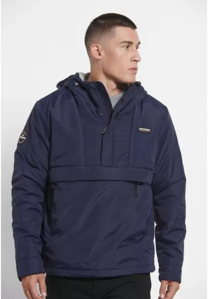 Funky-Buddha Cost-Effective Navy Men's Overhead Hooded Jacket Men's Jackets & Coats