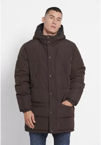 Effective Brown Men's Jackets & Coats Men's Hooded Puffer Parka Jacket Funky-Buddha