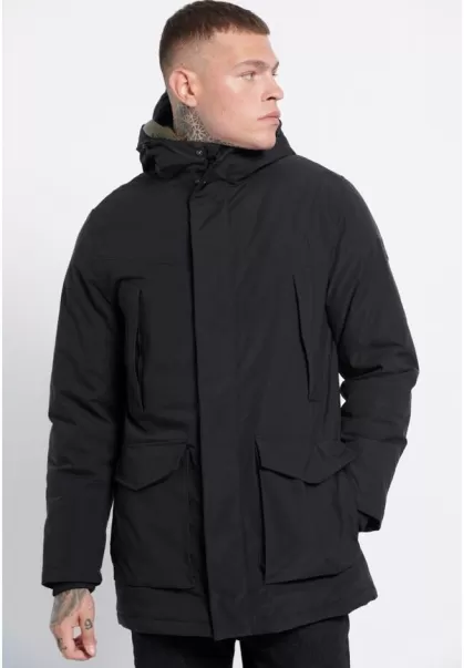 Jackets & Coats Men's Funky-Buddha Shop Parka Jacket With Hood Black