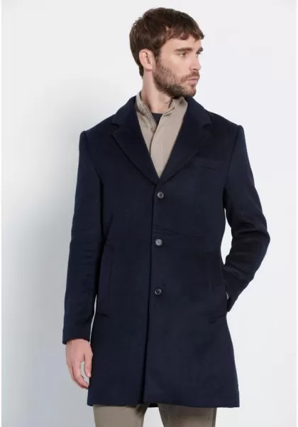 Men's Wool Blend Coat - Marron Label Budget Jackets & Coats Men's Funky-Buddha Navy